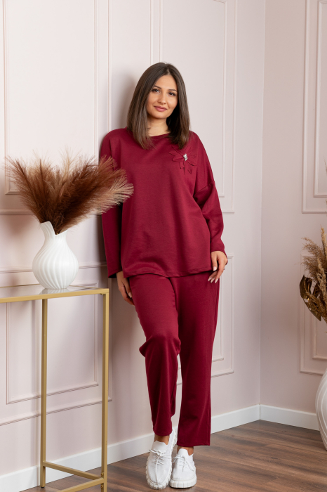 Compleu casual dama bordo cu bluza si pantaloni Phoenix [4]