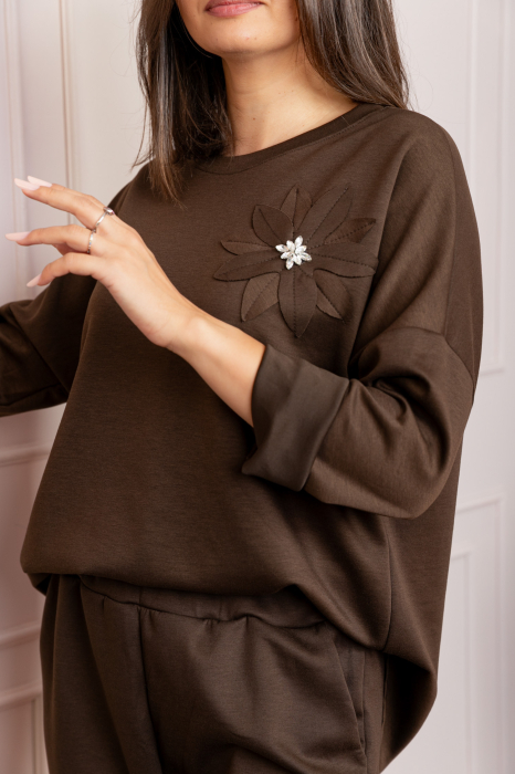 Compleu casual dama maro cu bluza si pantaloni Phoenix [2]