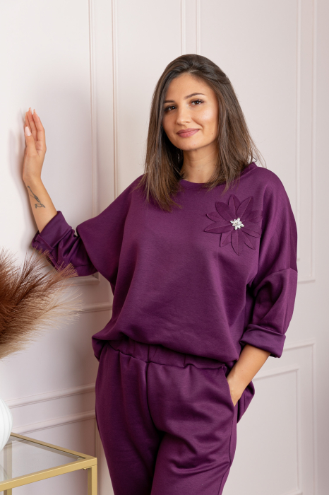Compleu casual dama mov cu bluza si pantaloni Phoenix [3]
