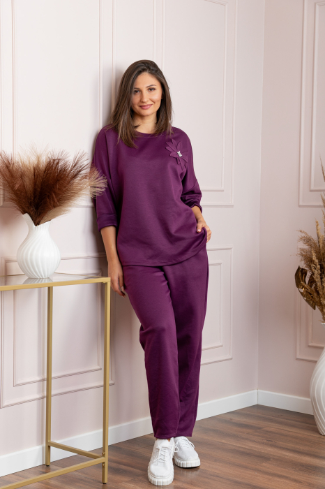 Compleu casual dama mov cu bluza si pantaloni Phoenix [4]