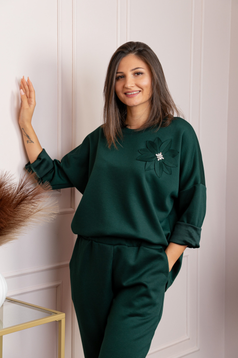 Compleu casual dama verde cu bluza si pantaloni Phoenix [3]