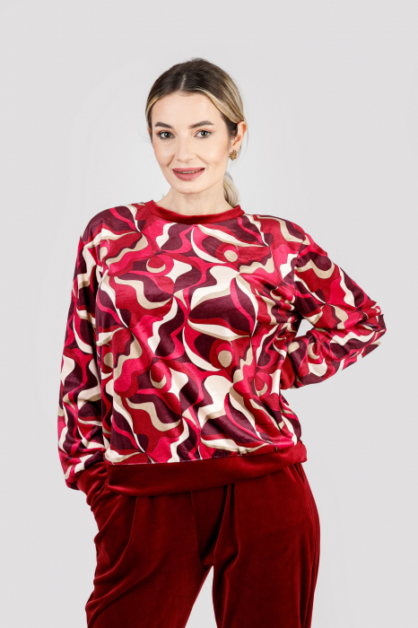 Compleu casual grena din catifea 01 [2]