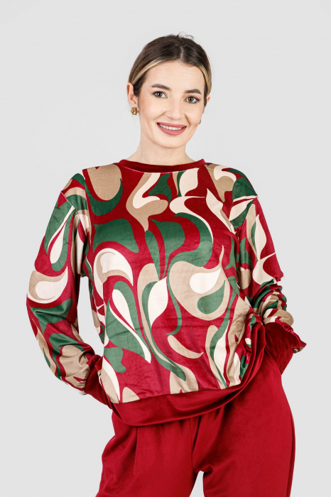 Compleu casual grena din catifea 02 [2]