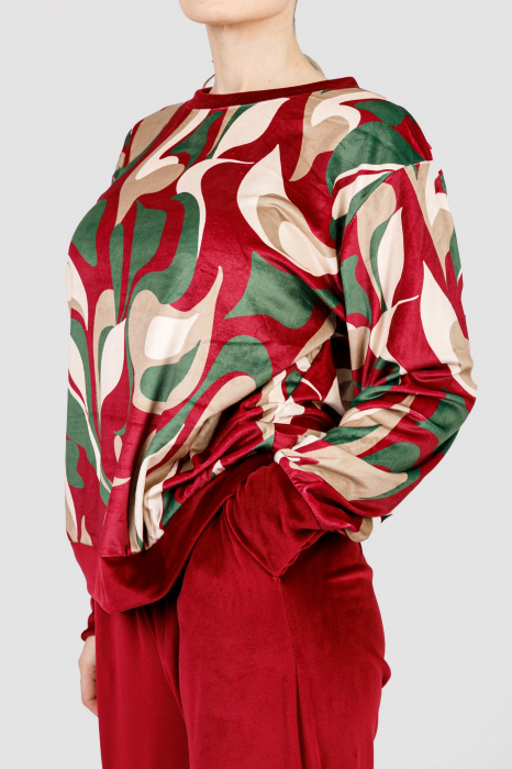 Compleu casual grena din catifea 02 [3]