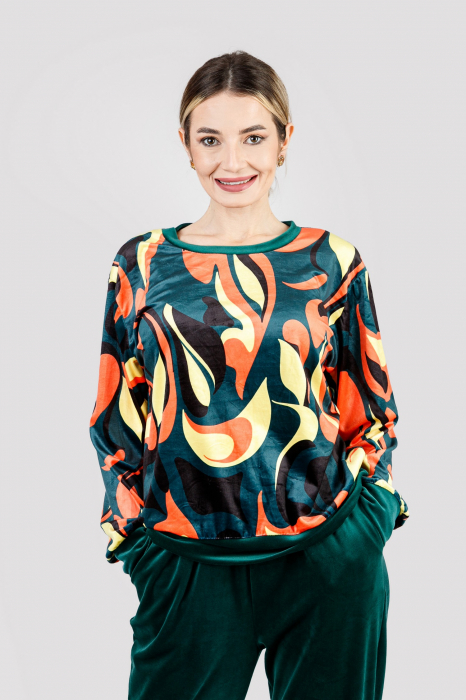 Compleu casual verde din catifea 01 [2]