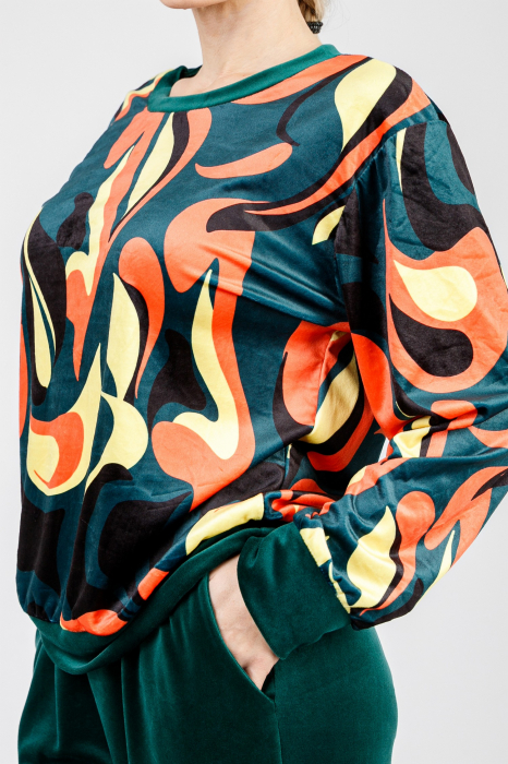 Compleu casual verde din catifea 01 [3]