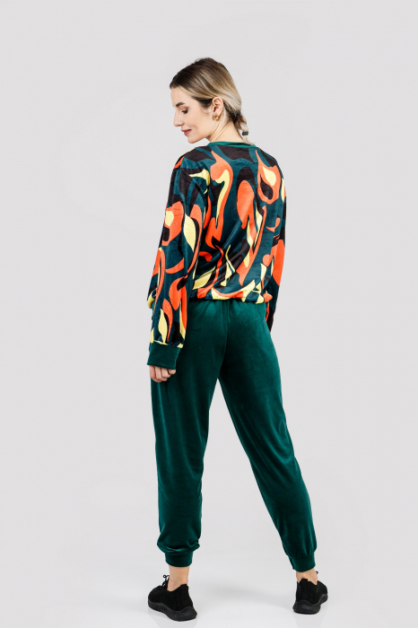 Compleu casual verde din catifea 01 [4]