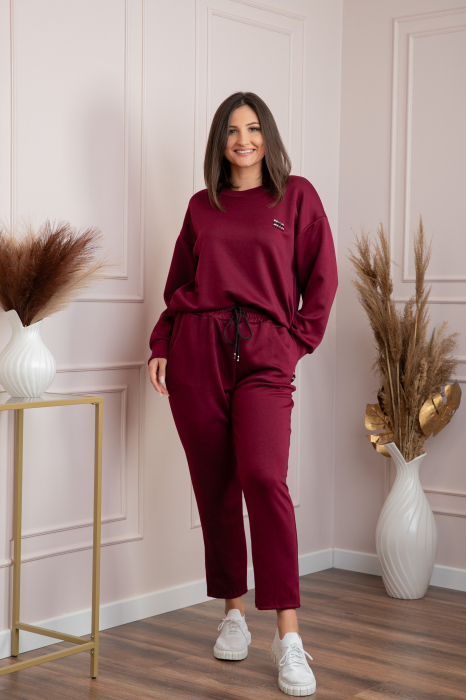 Compleu dama casual-sport grena cu pantaloni Leanne [4]