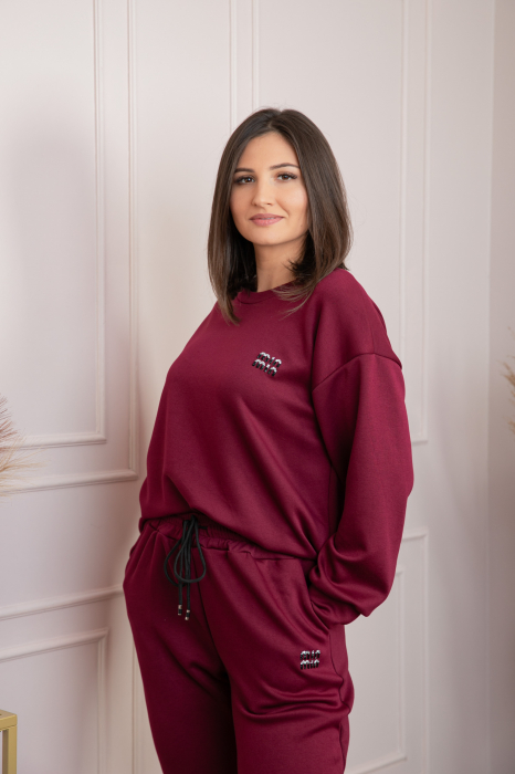 Compleu dama casual-sport grena cu pantaloni Leanne [2]