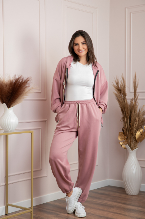 Compleu dama casual-sport roz pudrat cu gluga Deanna [3]