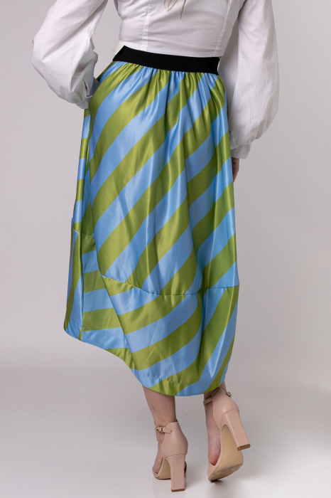 Fusta asimetrica cu dungi albastre si verzi [4]