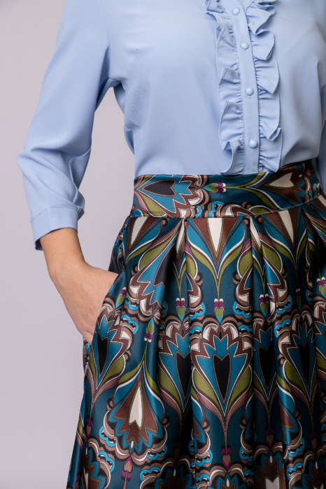 Fusta clos cu imprimeu mandala turcoaz [2]