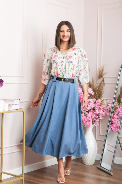 Fusta clos lunga Marissa cu buzunare functionale - Albastru [4]