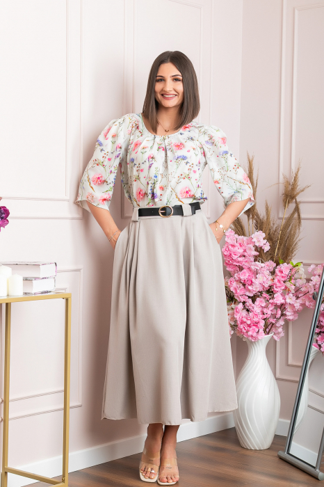 Fusta clos lunga Marissa cu buzunare functionale - Bej