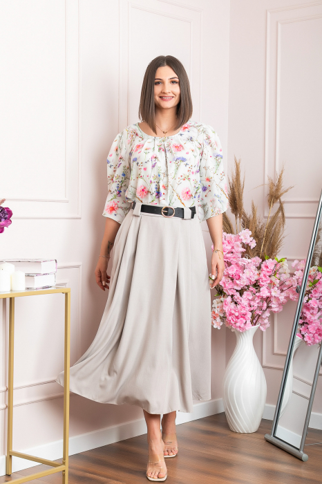 Fusta clos lunga Marissa cu buzunare functionale - Bej [4]