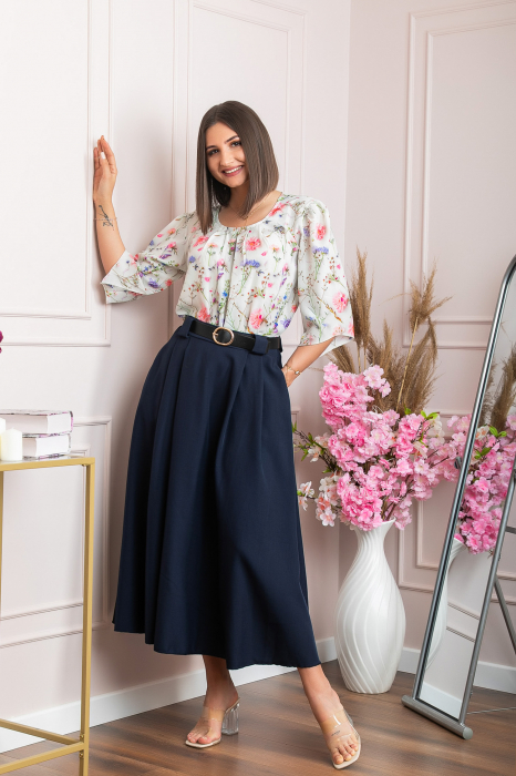Fusta clos lunga Marissa cu buzunare functionale - Bleumarin [3]