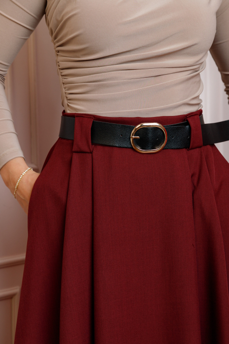 Fusta clos lunga Marissa cu buzunare functionale - Grena [2]