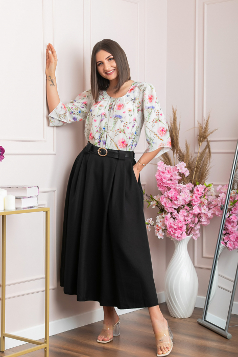 Fusta clos lunga Marissa cu buzunare functionale - Negru [3]