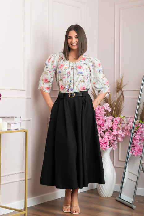 Fusta clos lunga Marissa cu buzunare functionale - Negru