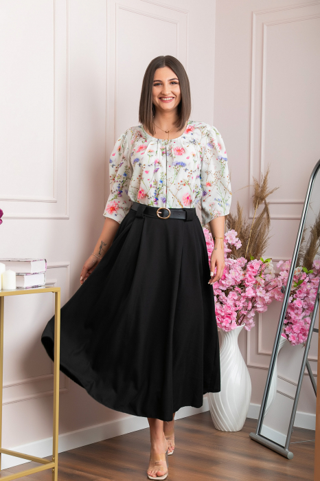 Fusta clos lunga Marissa cu buzunare functionale - Negru [4]