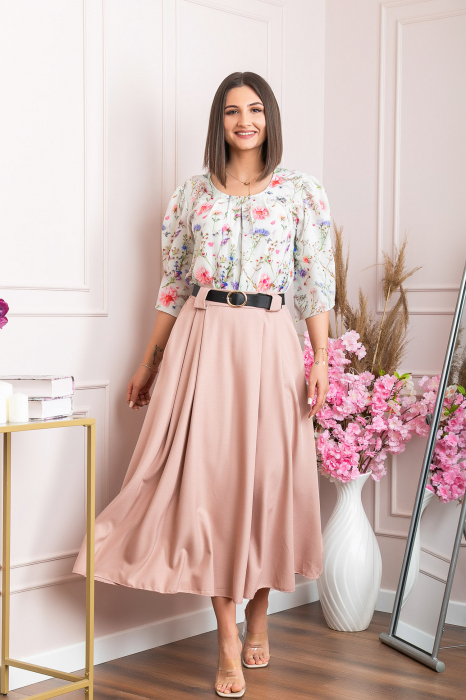 Fusta clos lunga Marissa cu buzunare functionale - Roz [4]