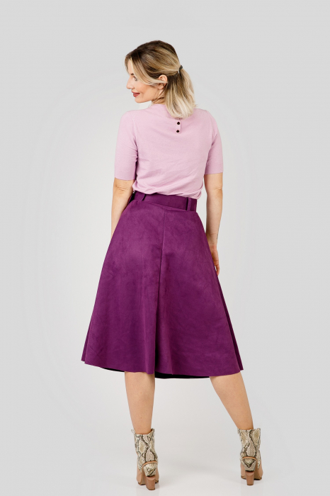 Fusta clos Jolene cu centura in talie - Magenta [3]
