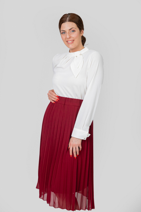 Fusta grena din voal cu elastic in talie [2]