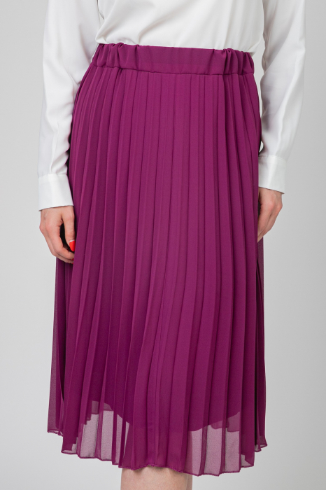 Fusta magenta din voal cu elastic in talie [3]