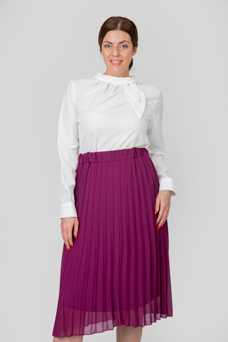 Fusta magenta din voal cu elastic in talie [2]