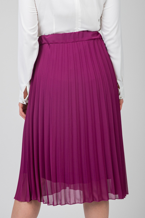 Fusta magenta din voal cu elastic in talie [4]