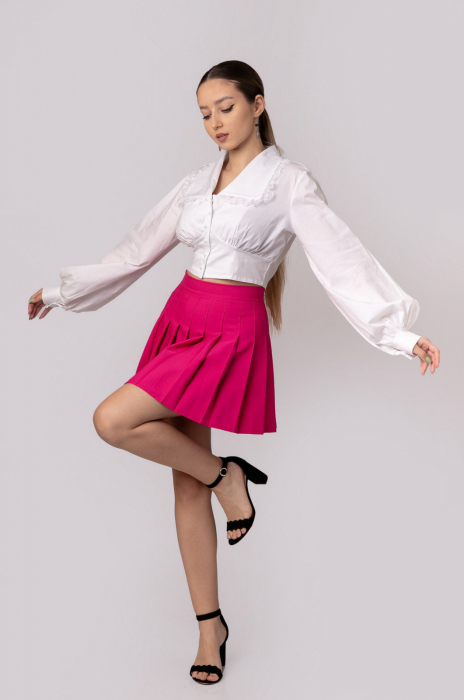 Fusta mini plisata ciclam