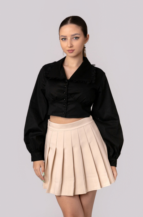 Fusta mini plisata crem [3]