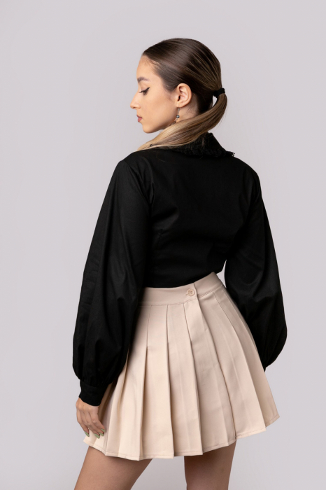 Fusta mini plisata crem [4]