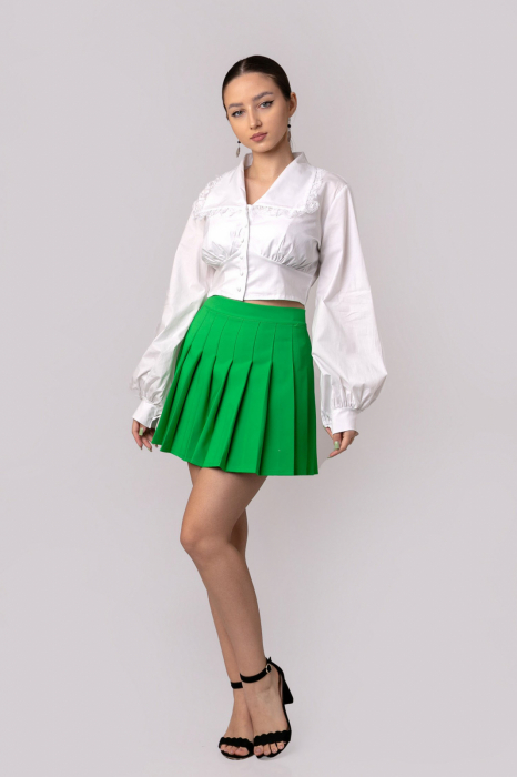 Fusta mini plisata verde