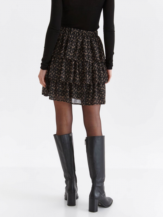 Fusta neagra cu volane si imprimeu floral [4]