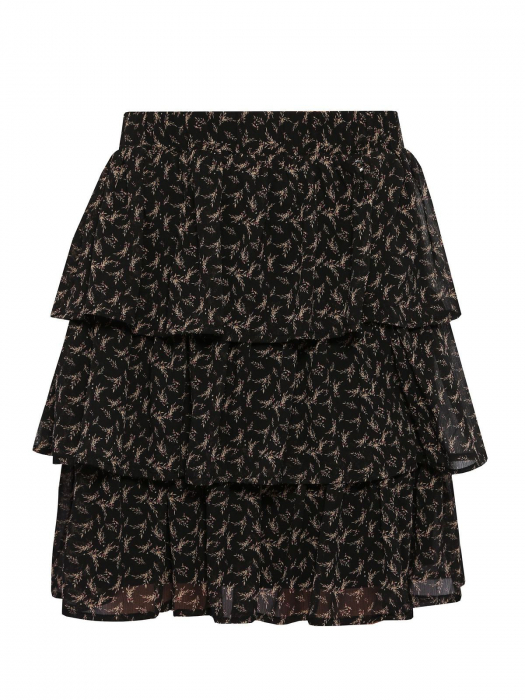 Fusta neagra cu volane si imprimeu floral [6]