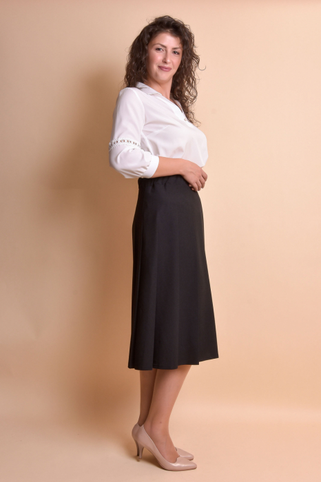Fusta office plisata neagra cu pliuri largi [2]