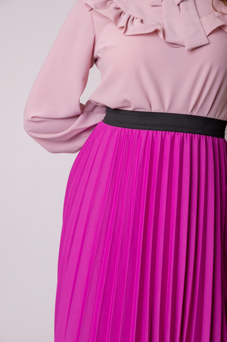 Fusta plisata Luna cu elastic in talie - Fuchsia [2]