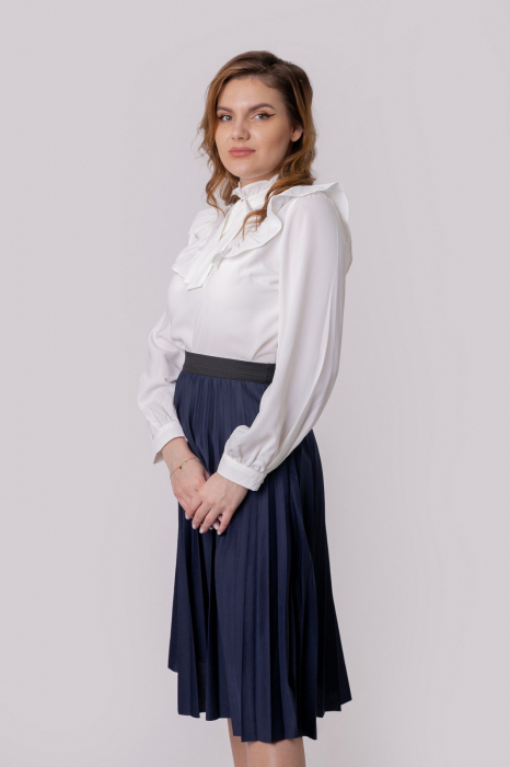 Fusta plisata bleumarin cu elastic in talie [4]