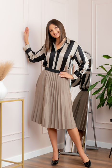 Fusta plisata Luna cu elastic in talie - Gri [4]