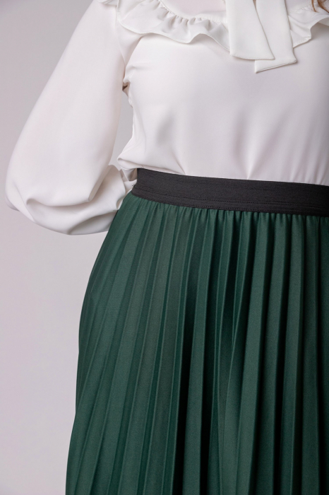 Fusta plisata verde petrol cu elastic in talie [2]