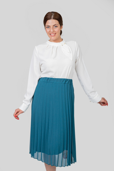 Fusta turcoaz din voal cu elastic in talie [2]