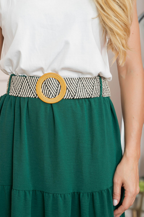 Fusta verde boho chic cu volane si curea in talie [3]
