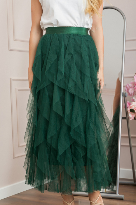 Fusta verde cu volane din tulle [2]