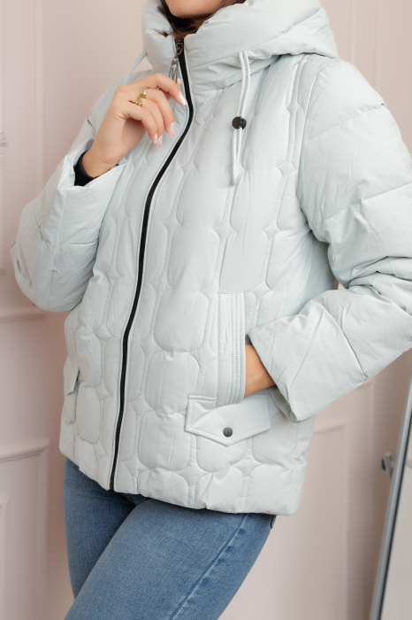 Geaca matlasata Alyssa cu gluga nedetasabila - Bleu [2]