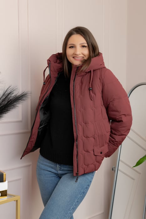 Geaca matlasata Alyssa cu gluga nedetasabila - Caramiziu [1]