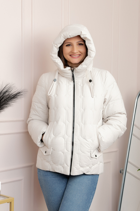 Geaca matlasata Alyssa cu gluga nedetasabila - Ivoire [3]