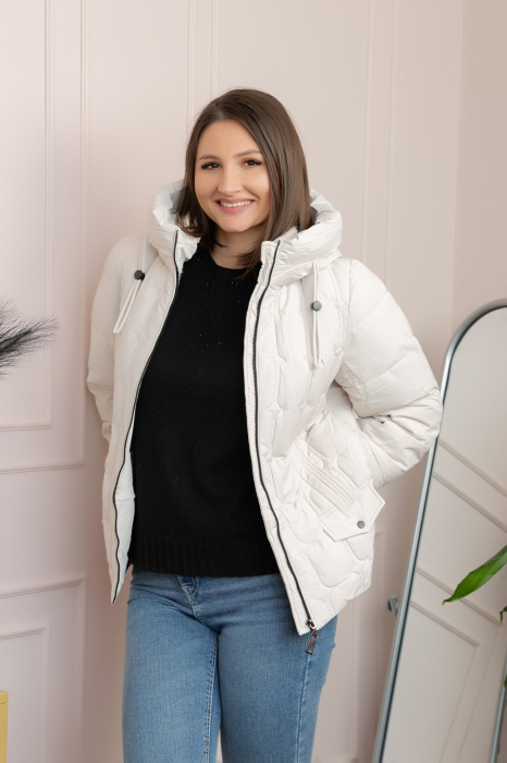 Geaca matlasata Alyssa cu gluga nedetasabila - Ivoire [1]