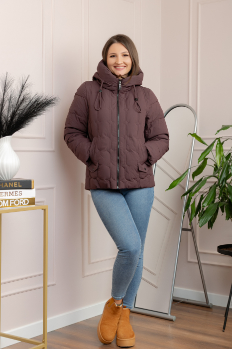 Geaca matlasata Alyssa cu gluga nedetasabila - Mov pruna [4]