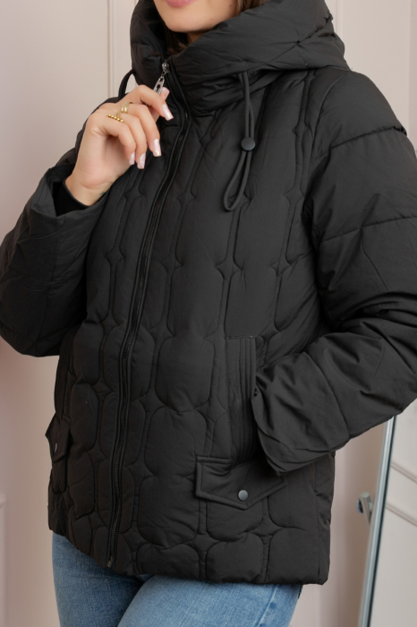 Geaca matlasata Alyssa cu gluga nedetasabila - Negru [2]